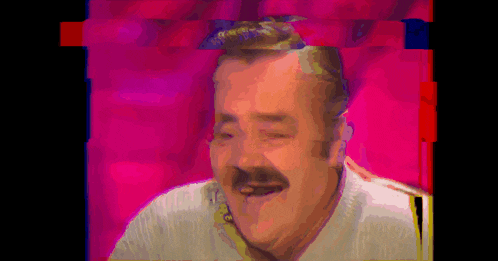 a man with a mustache is smiling in a pixelated image