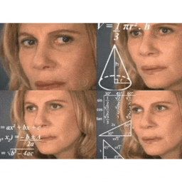a woman is looking at a chalkboard with math equations
