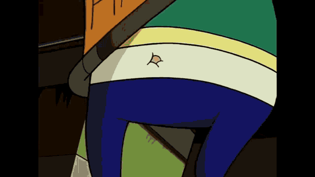 a cartoon character 's butt has a hole in it
