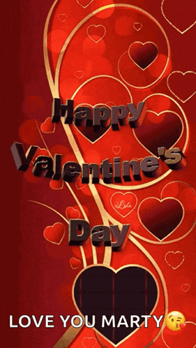 happy valentine 's day love you marty is written on a red background