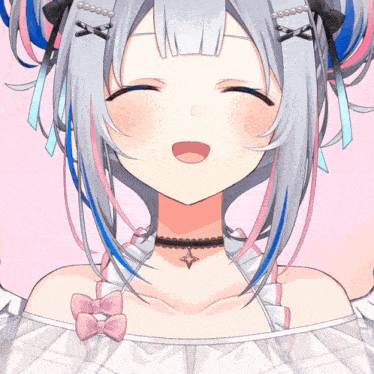 a close up of a girl 's face with her eyes closed and a choker around her neck