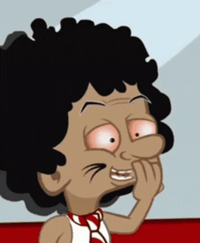 a cartoon character is making a funny face with his hand on his face