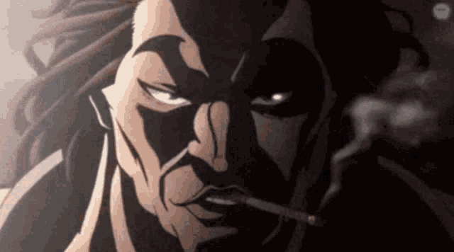 a man is smoking a cigarette in a cartoon .