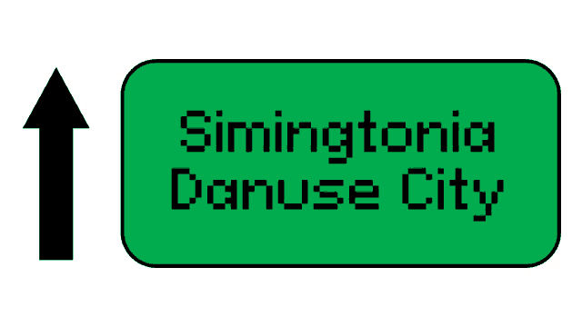 a green sign that says simingtonia danuse city on it