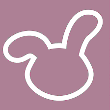 a white outline of a bunny ear on a purple background