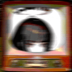 a blurred image of a person 's face in a can of tomato sauce