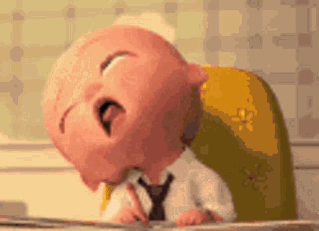 a baby in a suit and tie is sleeping on a table .