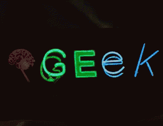a neon sign that says geek with a brain on it