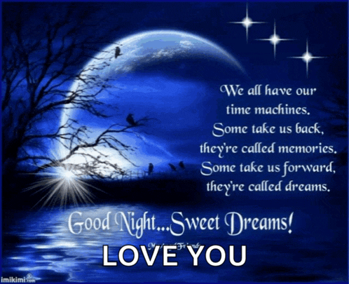 a good night message with a blue background