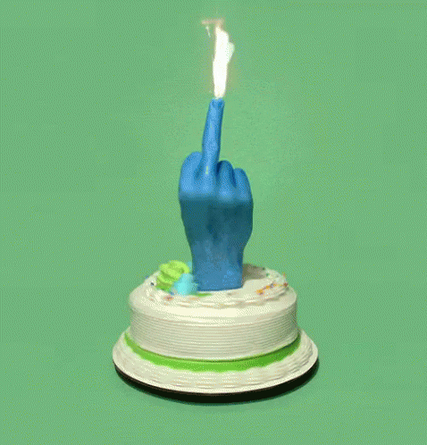 Birthday Cake Middle Finger GIF - Birthday Cake Middle Finger Fire GIFs