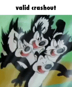 a cartoon of three cats with the words valid crashout written above them