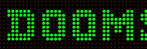 a black background with green dots that says ' a ' on it