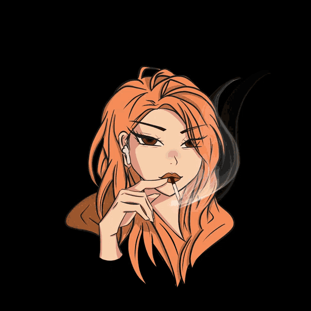a drawing of a woman smoking a cigarette