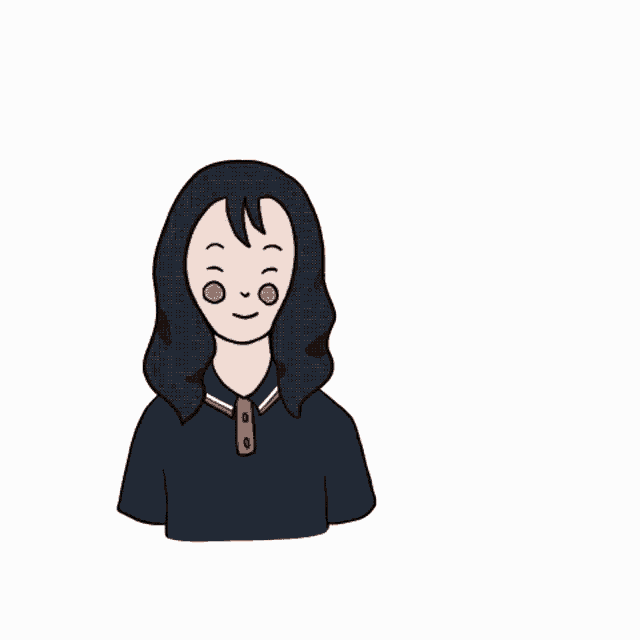 a cartoon drawing of a girl with a blue shirt and the words " i love you "