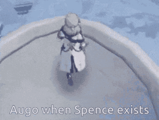 a picture of a person in the air with the words augo when spence exists below them