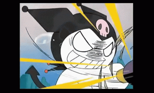 a cartoon character with a skull on his head is holding a sword