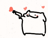 a drawing of a unicorn with hearts on its head .