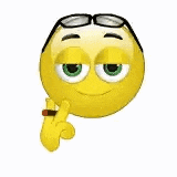 a cartoon smiley face with glasses is floating in the air .