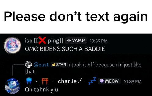 a screenshot of a chat with the words please don t text again