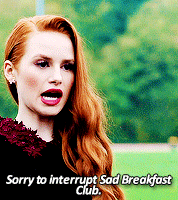 a woman with red hair says sorry to interrupt sad breakfast club ..