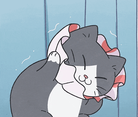 a cartoon drawing of a black and white cat