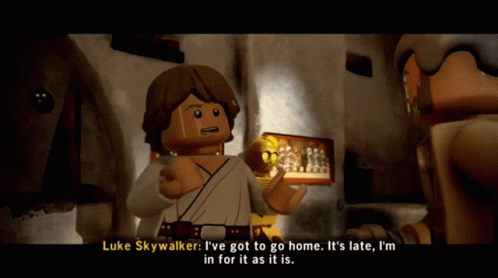 Lego Star Wars Luke Skywalker GIF - Lego Star Wars Luke Skywalker Ive Got To Go Home GIFs