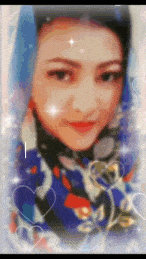 a painting of a woman with hearts around her