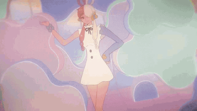 a cartoon girl with headphones and a white shirt has the number 10 on her neck