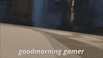 a video game character with a spear and the words good morning gamer
