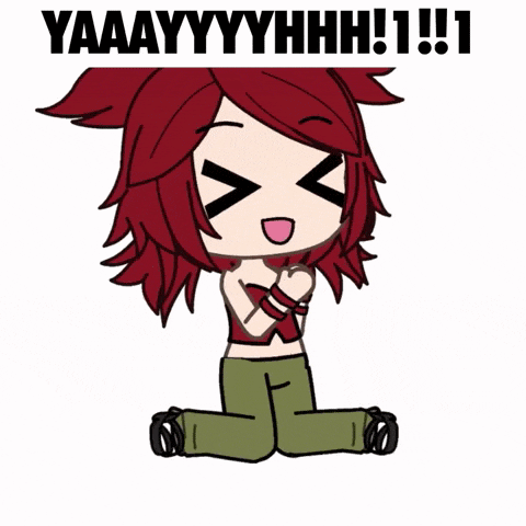 a cartoon of a girl with red hair and the words yaaaayyyyhhhh