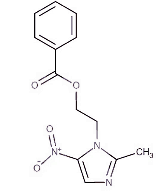 the chemical structure of a chemical compound is shown in red and blue