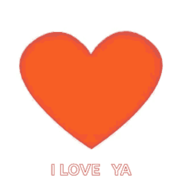 a red heart with the words `` i love ya '' underneath it .
