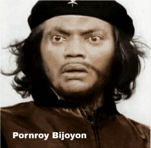 a picture of a man with the name pornroy bujoyon on the bottom right