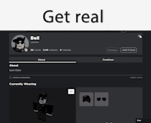 a screenshot of a website that says get real on the top