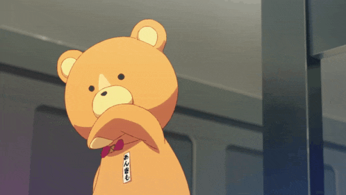 a teddy bear with a tag on it that says ' a ' on it