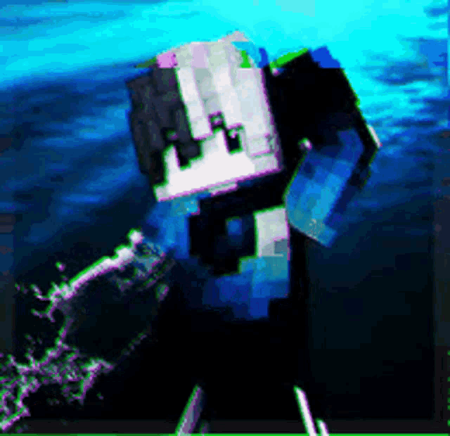 a pixel art of a minecraft character with a sword