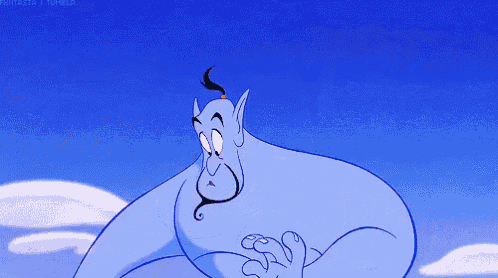 a cartoon character named genie from aladdin is flying through the air