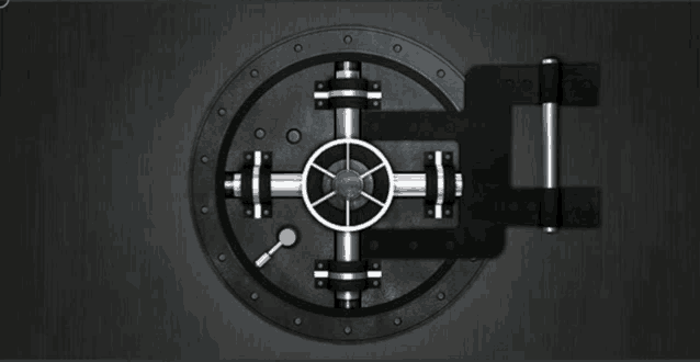 a black safe with a key in it
