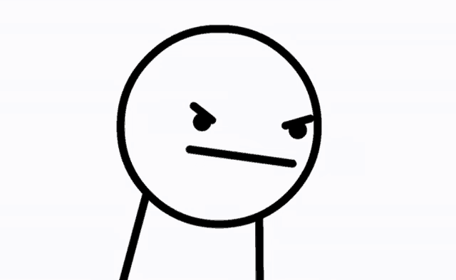 a black and white drawing of a face with an angry expression