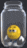 a yellow smiley face is inside of a clear jar .