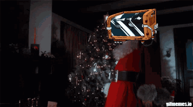 an animated image of santa claus with the words ho ho ho on the bottom