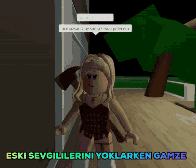 a picture of a girl with an axe and the words eski sevgililerini yoklarken gamze under her
