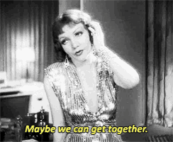 a woman in a sequined dress is saying maybe we can get together