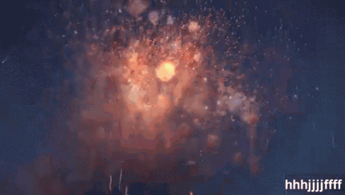 a fireworks display with the words hhhjjjfff on the bottom right