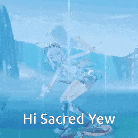 a picture of a girl with the words hi sacred yaw