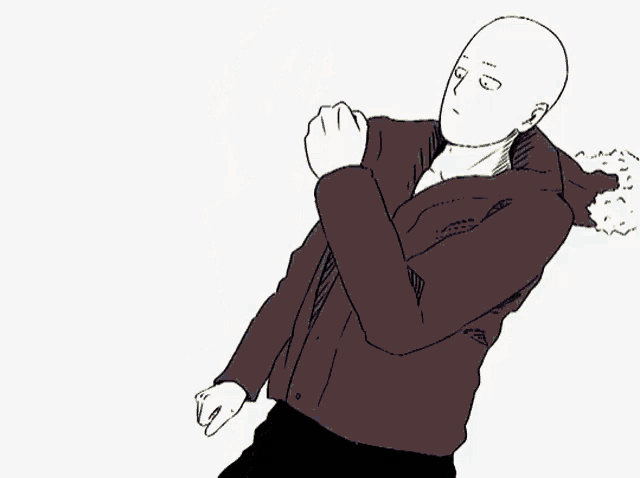 a black and white drawing of a man in a black jacket standing next to a wall .