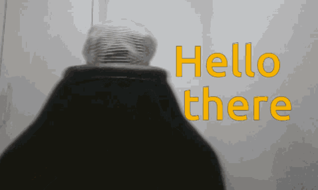 a sign that says hello there in yellow letters