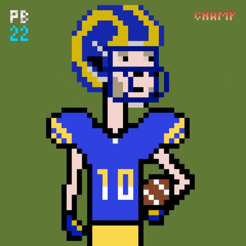 a pixel art of a football player with the number 10 on their jersey