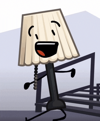 a cartoon drawing of a lamp with arms and legs