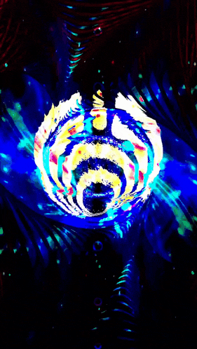 a painting of a blue and yellow circle with a circle in the middle